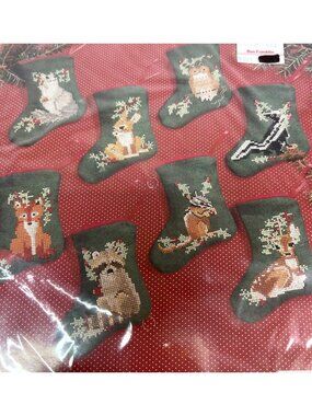 Janlynn Christmas Cross Stitch Kit Forest Animals Ornaments Set Of 8